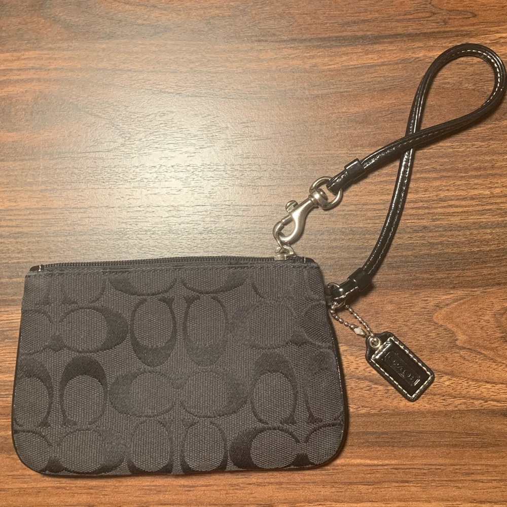Black Coach zipper wristlet